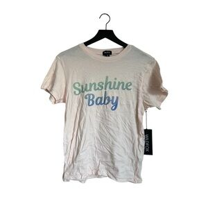 NEW WILDFOX ‘Sunshine Baby’ Graphic Short-Sleeve T-Shirt in Peach